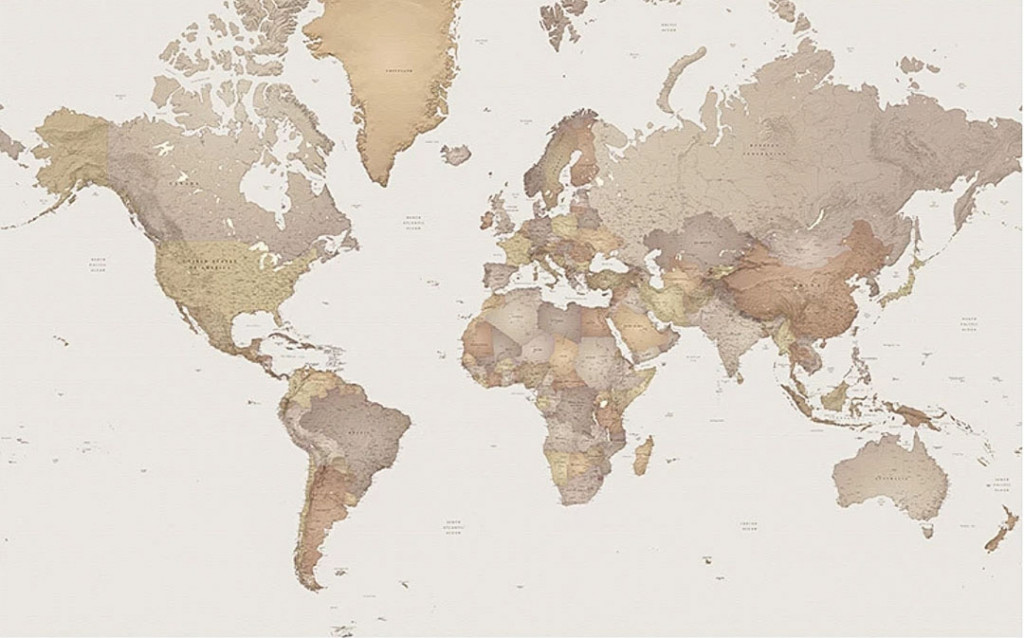 Фотообои Подробная карта мира