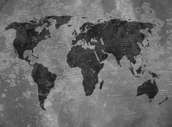 Фотообои Черно-белая карта мира
