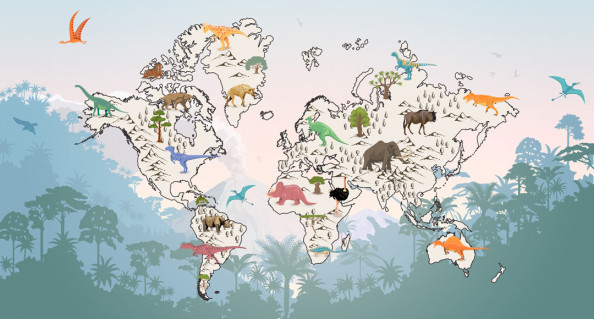 Фотообои Детская карта с животными