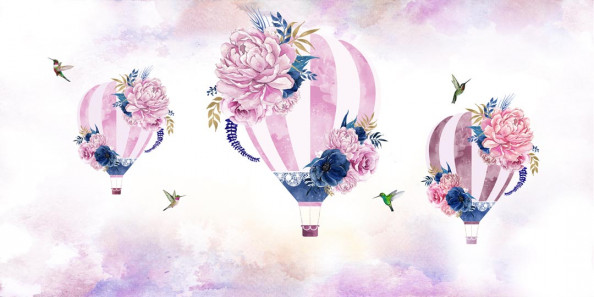 Фотообои Воздушные шары украшены цветами