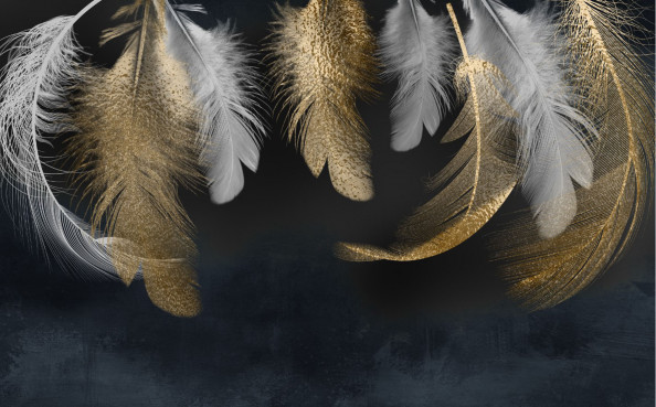 Фотообои золотые перья