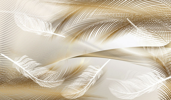 Фотообои Векторные золотистые перья